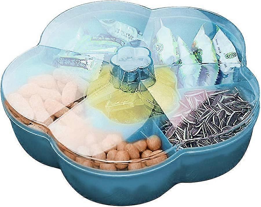 Flower Shape Snack Serving Tray Snacks Storage Box With Lid For Food Storage Box, Blue