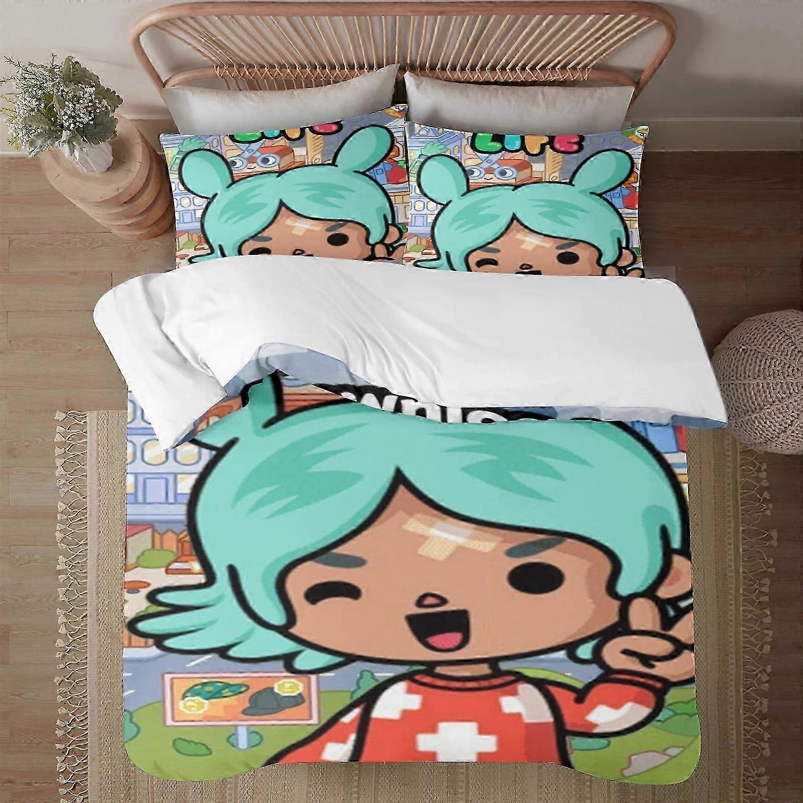 o2564 Lençóis Toca Life SoftConjunto de Edredom Impresso em 3D com Capa de Edredom Conjunto de 3 Peças Inclui Fronhas e Capa Mhine Waab (1 Duvet