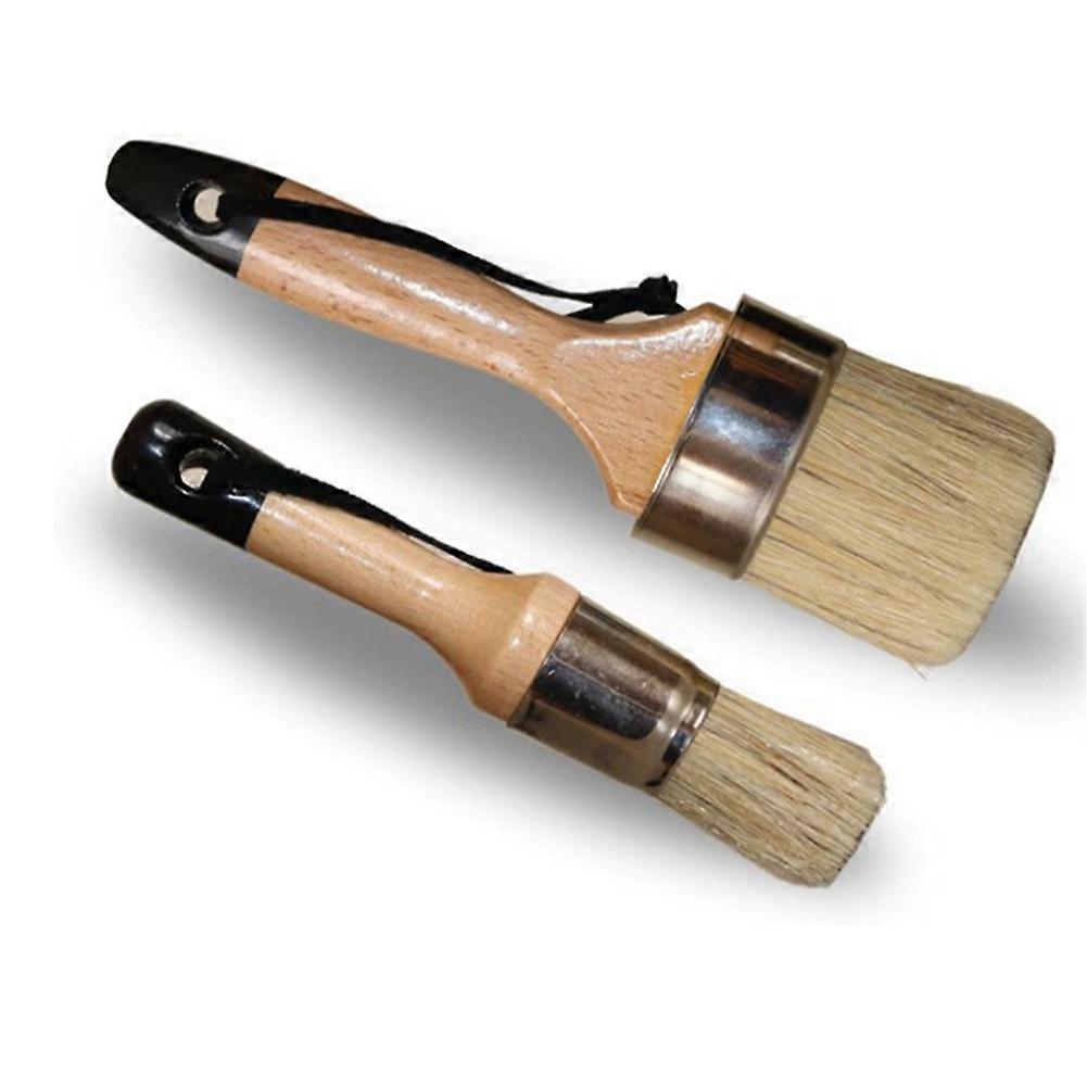 Kreidewachs Pinsel - 2 Stück 1 runder Pinsel Möbelmalerei 1 ovale Kreidefarbe - Borstenpinsel Set
