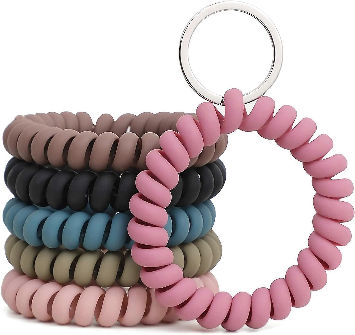 Stretchable Wristband Wristlet Keychain Wrist Key Chain Wristlet,6 Color Spring Flexible Spiral Wrist Coil \u200bWrist band Bracelet Key Holder Key Ri
