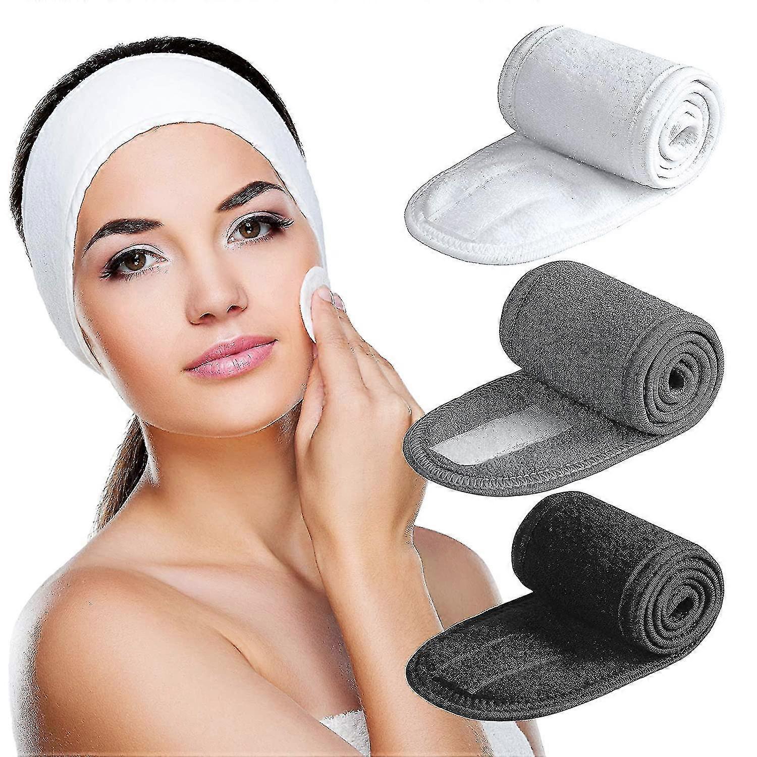Spa Headband, 3 Pack Ultra Soft Adjustable Face Wash Headband Terry