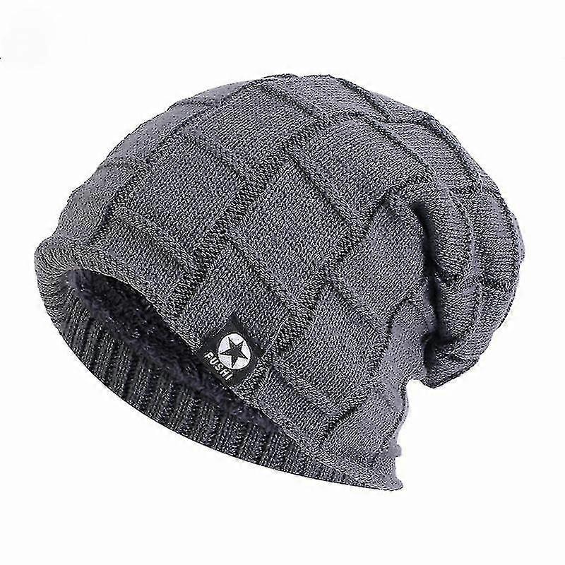 Wool Beanie With Fleece Lining Unisex  Medium Gray