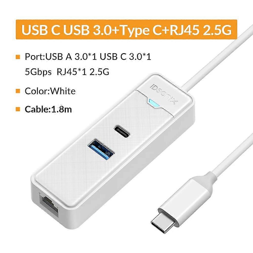 iDsonix Typ C HUB USB 3.0 Multi USB Splitter mit 2500 Mbit/s Ethernet USB auf RJ45 Adapter für MacBook Laptop Computer Zubehör