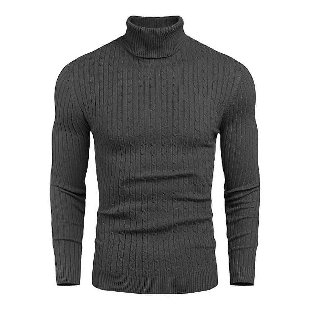 Men's Turtleneck Pullover Sweaters Long Sleeves Cable Knit Sweater