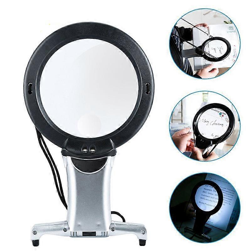 Pxcl Round Neck Embroidery Loupe: Illuminated Reading Magnifier X2 And X6magnifying Illuminated Hands-free Led For Work Sewing Repairs Creative Hobbie