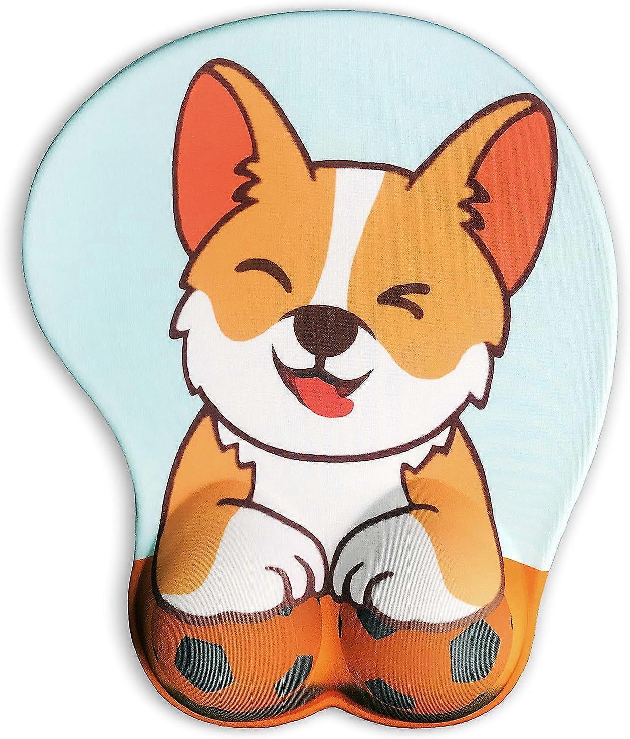 Cute Corgi Mouse pad with Ergonomic Wrist Rest Support, Non-Slip Gel Anime Kawaii 3D Mouse Pads, Wrist Pads, Pain Relief, and Easy Typing, Gaming, Not