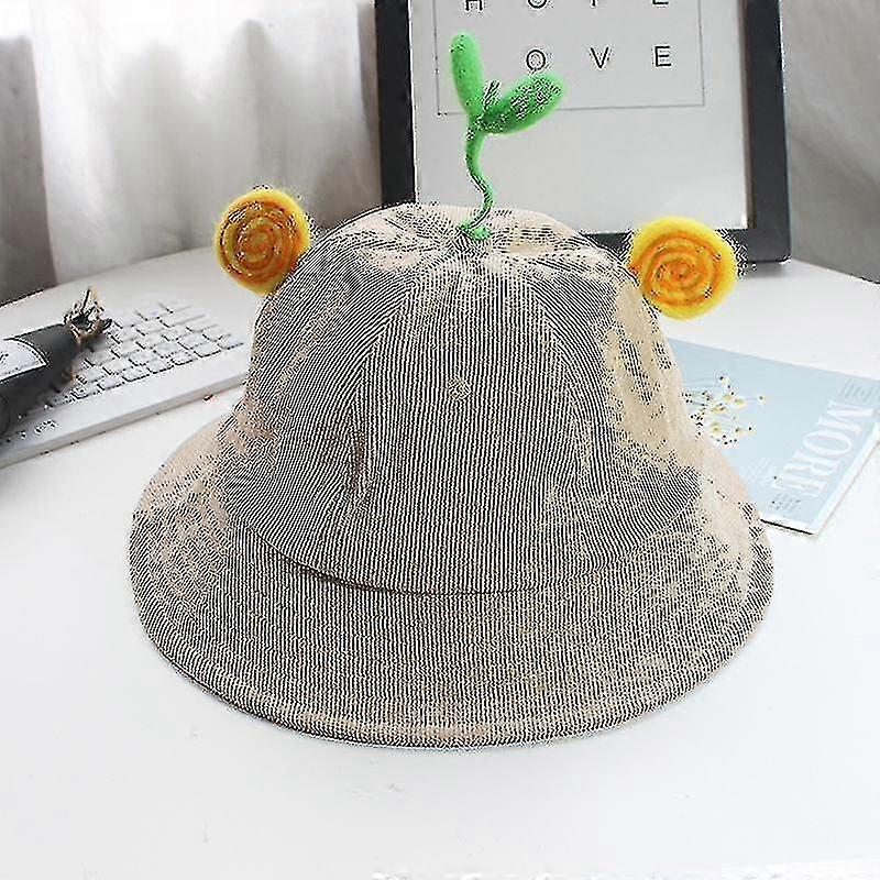 Unisex Cute Pattern Summer Bucket Hatbeige