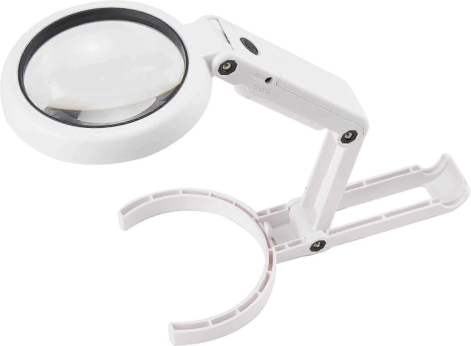5X 11X Standing Illuminated Handheld Magnifier with 8 LED Light Reading Magnifying Glass Desk Magnifier with Folding Stand for Reading Checking Solder