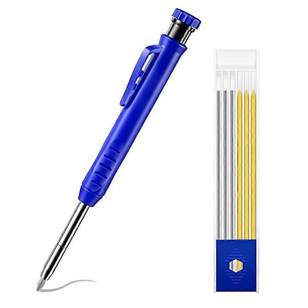 Long Nosed Welders Pencil With 7pcs 2.8mm Refills Built-in Sharpener,for Pipe Welder Steel Construc