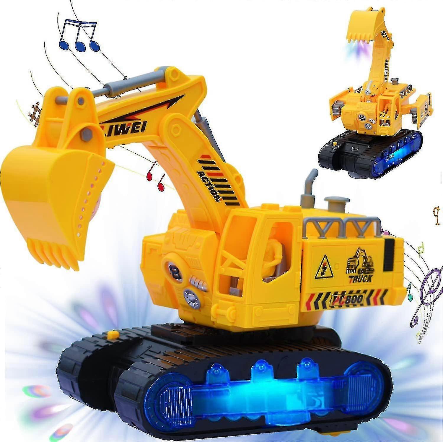 Suning Bagger Transformator Spielzeug, Elektrobagger Roboter Spielzeug 2 in 1 mit blinkenden Lichtern und Geräuschen, Auto Transform Construction Engineering LKW