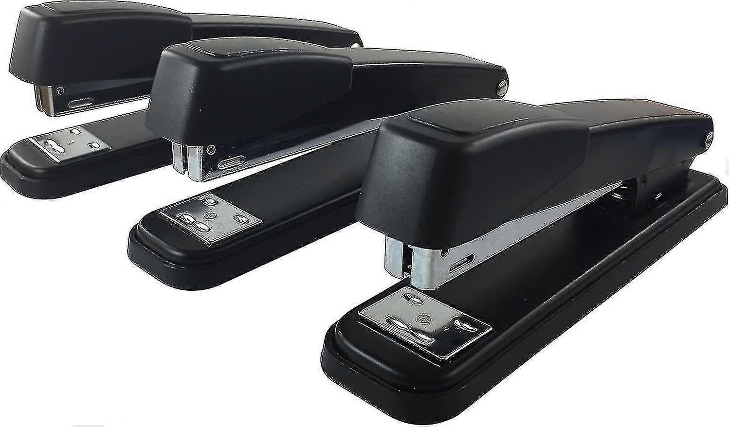Stapler With Staples Full Desk Size Black (3-pack)-