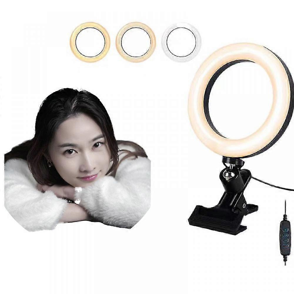 Cell Phone Video Conferencing Lighting Kit Dimmable Led Makeup Lamp 6 Inch Ring Light With Solid Clip Leather Case