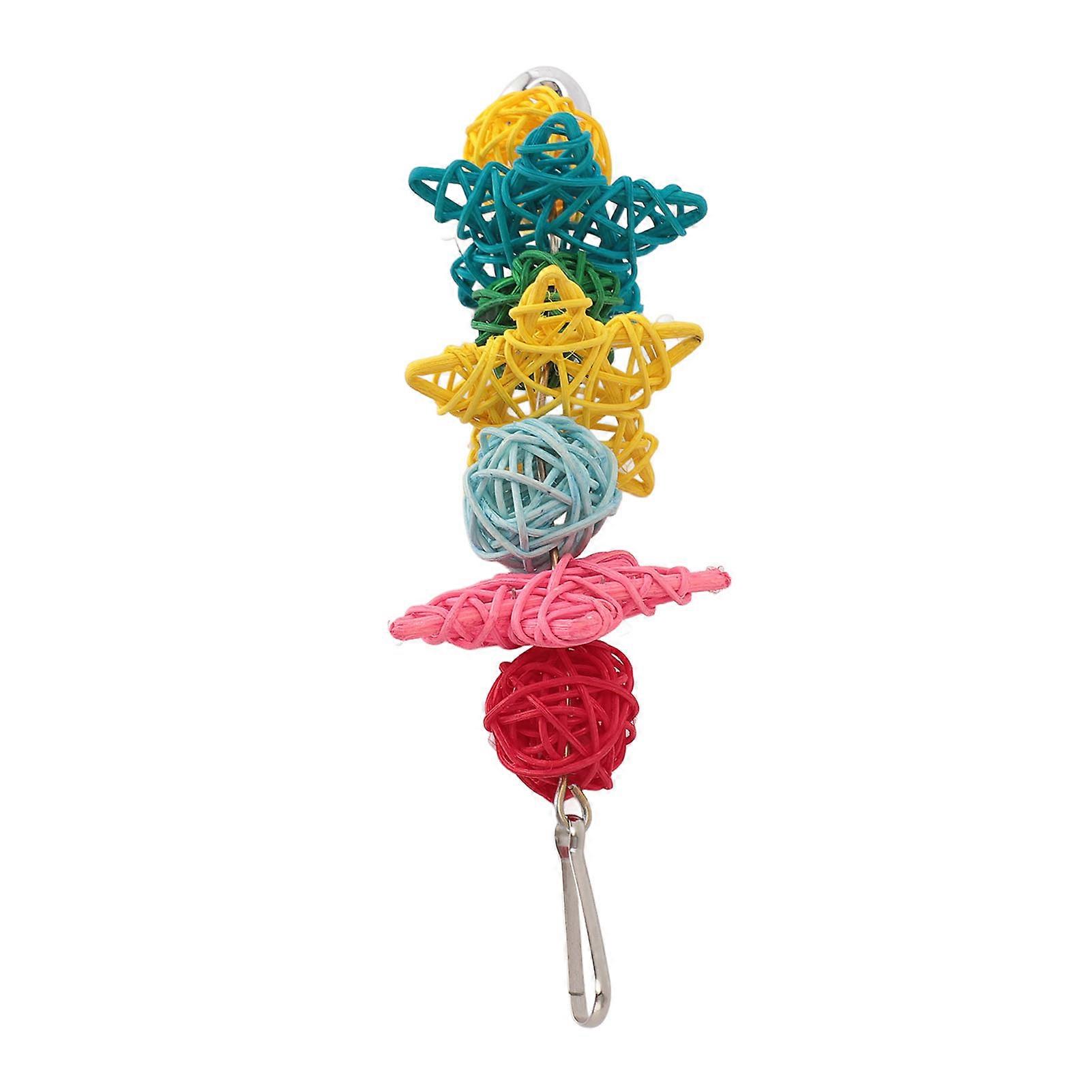Parrot Chew Toys with Bell for Small Parrots - Rattan, Random Color