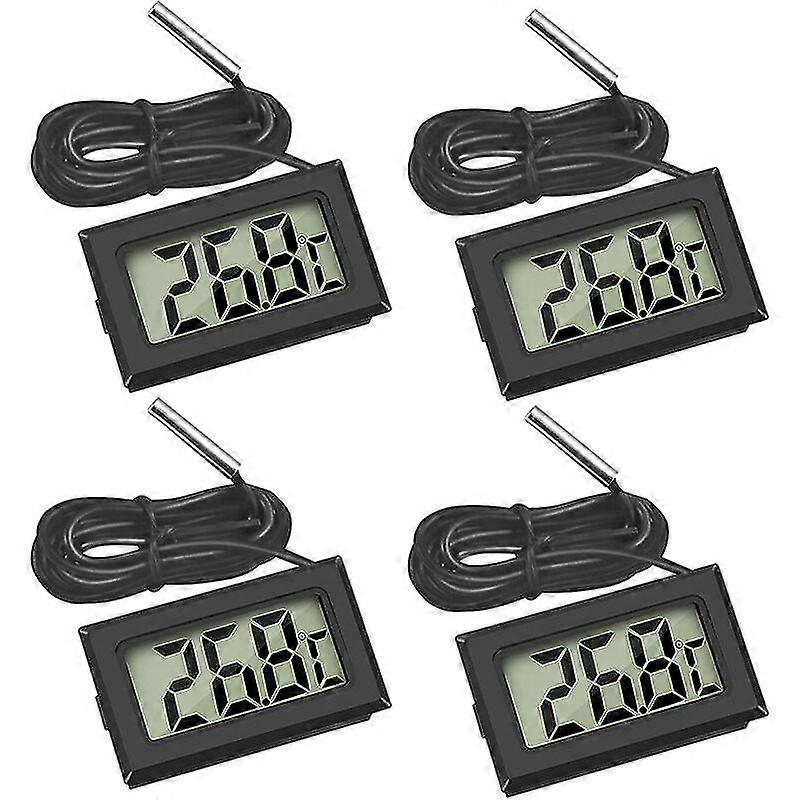Μίνι ψηφιακή θερμοκρασία θερμόμετρου LCD με τον ελεγκτή αισθητήρων ανιχνευτών θερμοκρασίας για το ενυδρείο καταψυκτών ψυγείων (4x μαύρο)