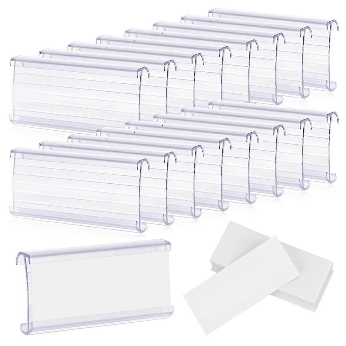 100 Pcs Wire Shelf Label Holders With 100 Paper Inserts,wire Label Holder Plastic Shelf Tags Compat