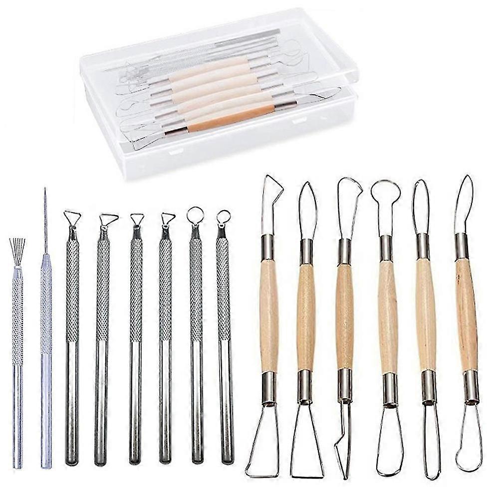 14pcs Ceramic Pottery Clay Ribbon Sculpting Tool Kit With Feather Wire Texture And Needle Detail Tools For Carving/scraping, Modeling
