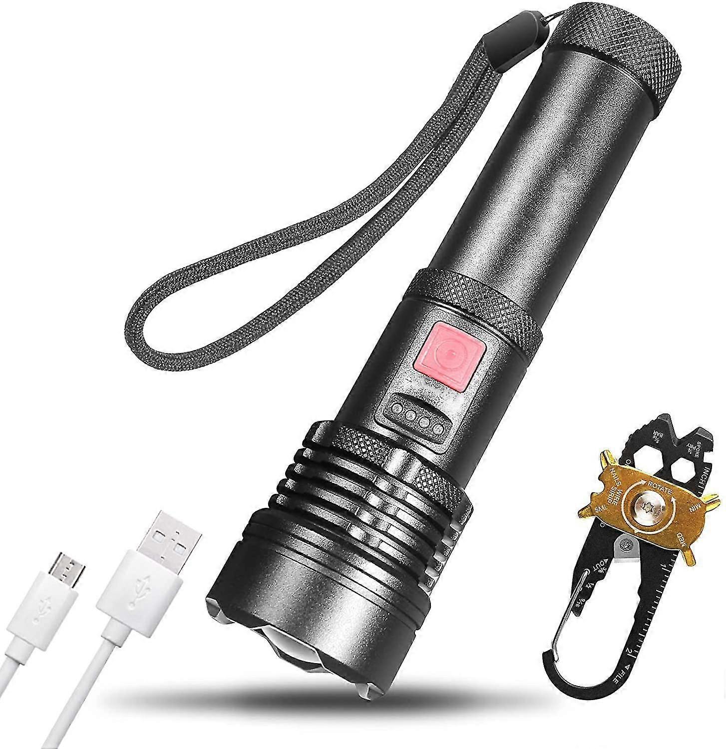 Tactical Flashlight And Keychain Tool, Ip56 Water Dust Resistant, 1500lm, 5 Modes, Super Bright, Zoomable, Duty Metal Body, Built For Camping, Emergen