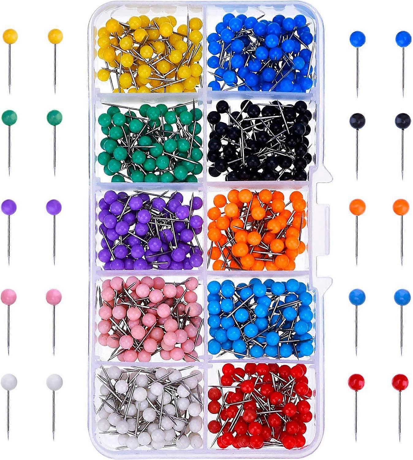 Map Tacks, Colorful, Plastic Box Storage