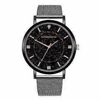 Ultratunn legering mesh kvarts klocka mode casual armbandsur för man (svart)