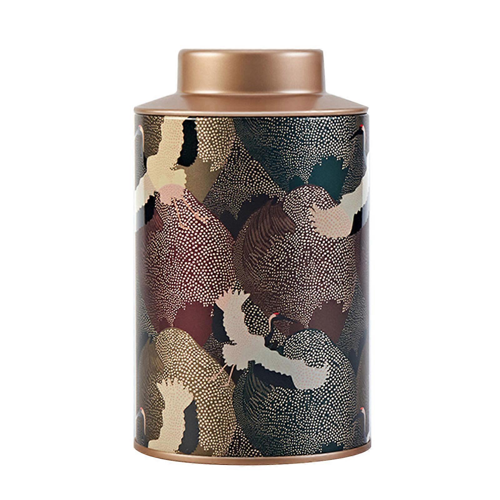 Vintage Tea Packagings Box Mini Empty Tea Tin Can Round Tinplate Containers for Loose Tea, Coffee, Candy, Cookie, Spices Multicolor