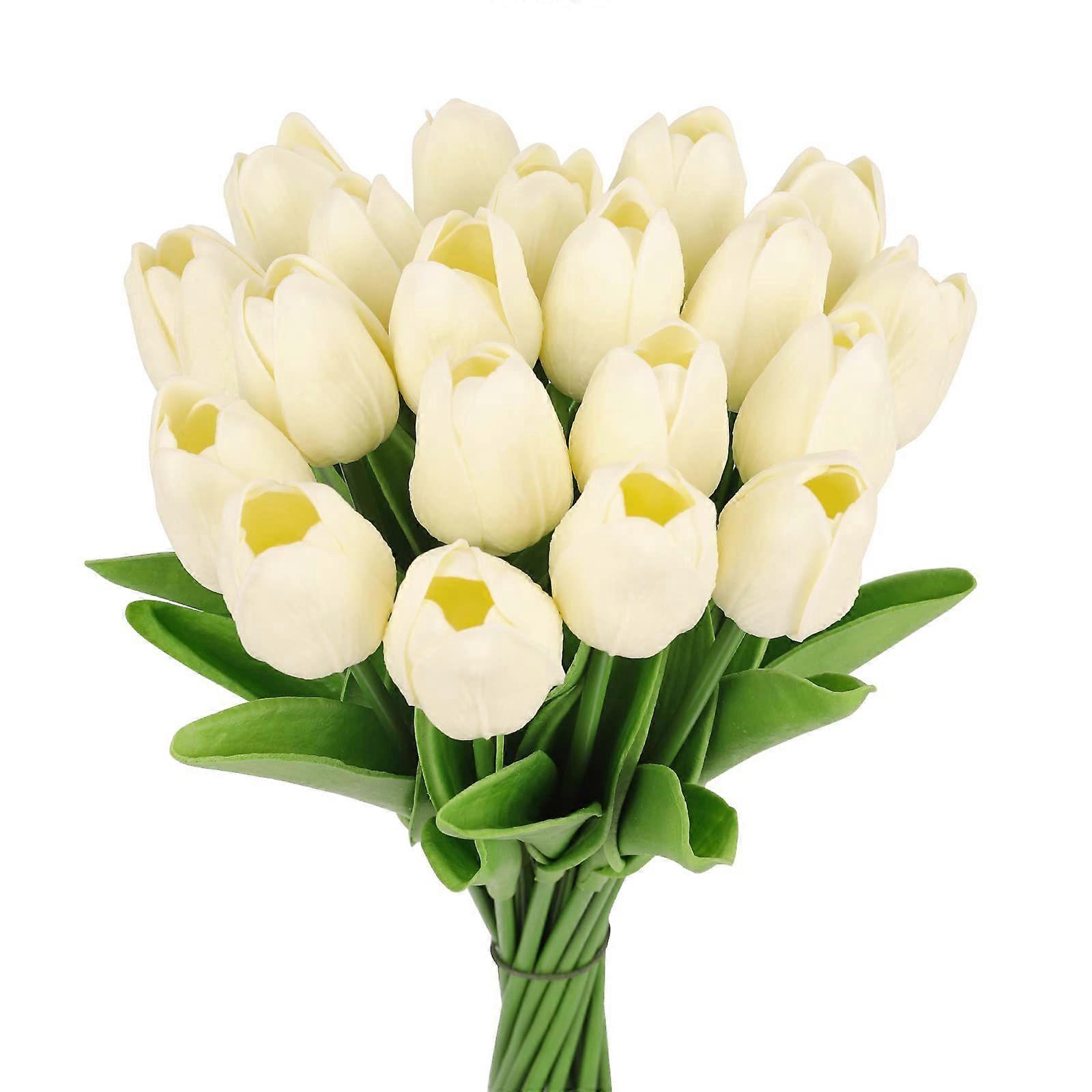 12pcs Mini Tulip Simulation Flower - Milk White