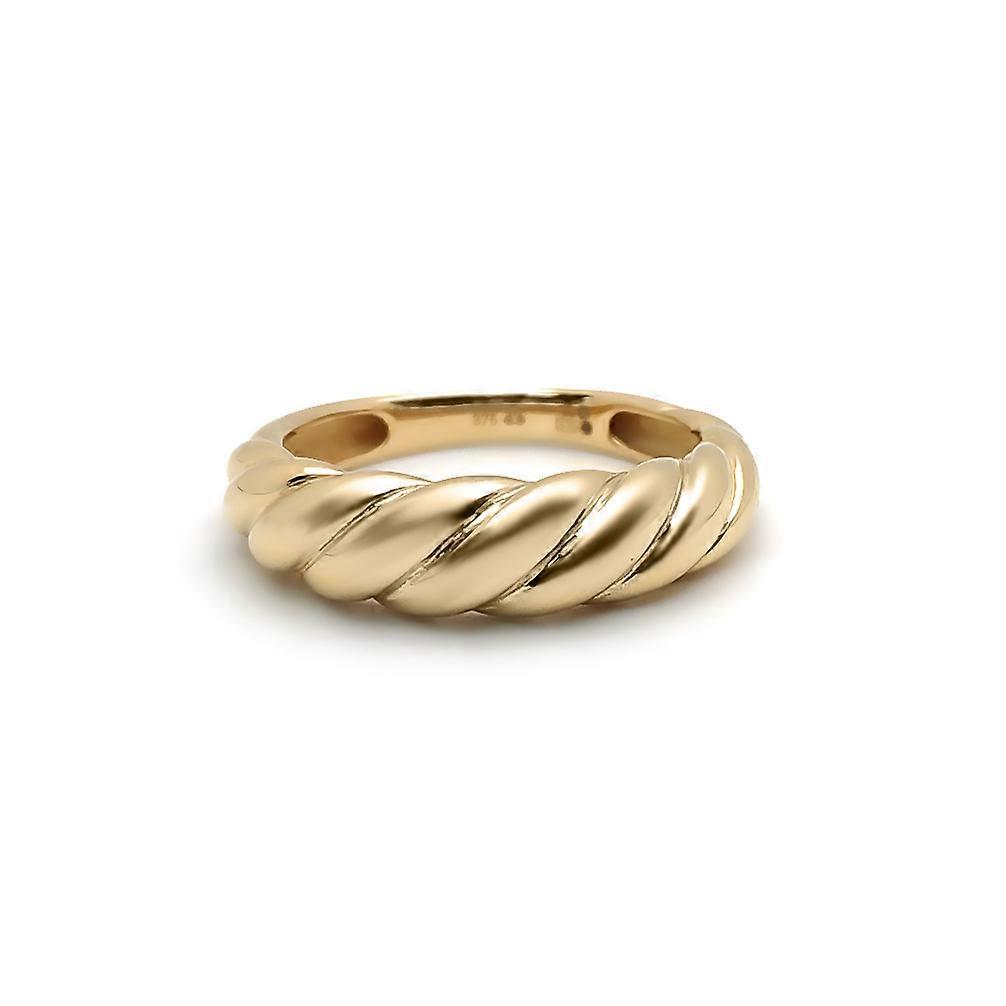 Jewelco London 9ct Gold Gachnun Twist Dome Croissant Ring 6mm