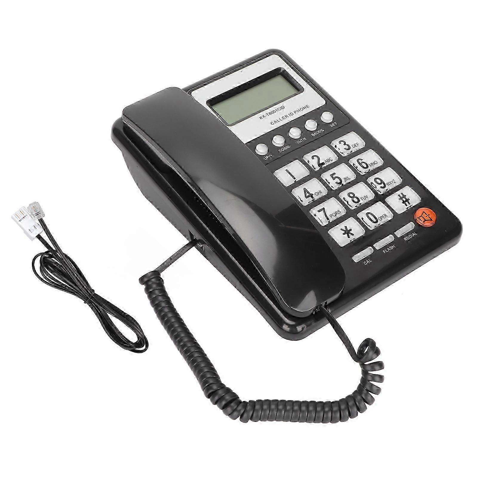 Kxt8001cid Corded Phone Classical Fsk Dtmf Dual System Office Landline Telephone With Caller Id Display For Home Hotel(black )