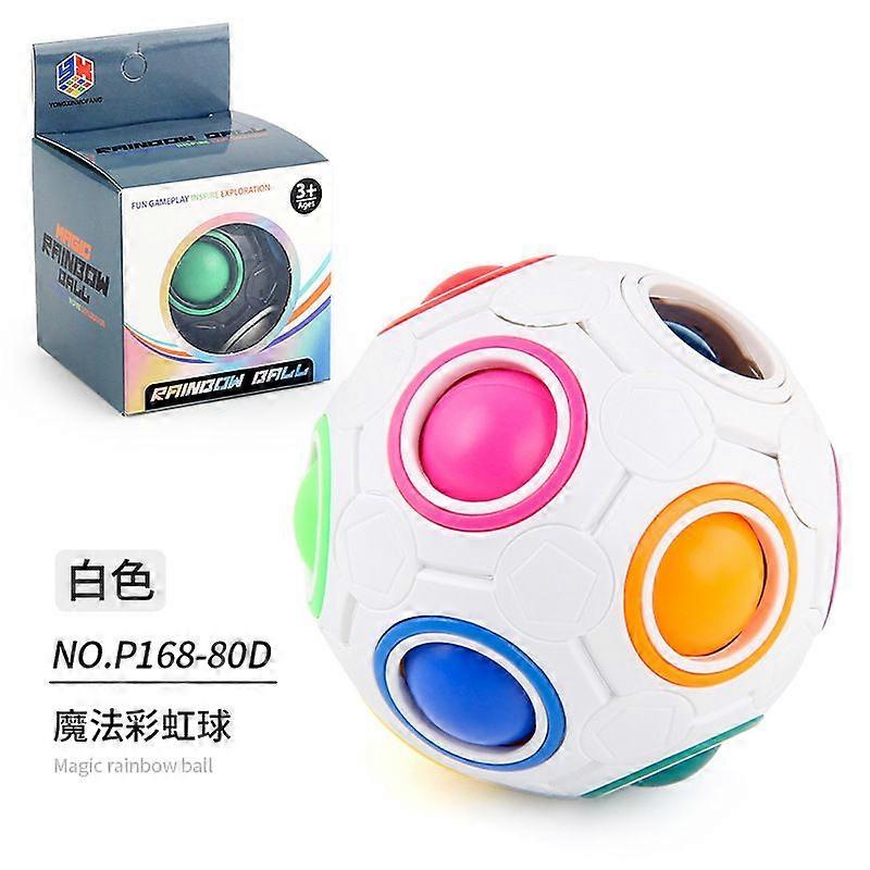 P168-80D Rainbow Ball White English Box 103.8G# Rainbow ball decompression rotary gyro children's puzzle round 12-hole mixed color magic ball toy