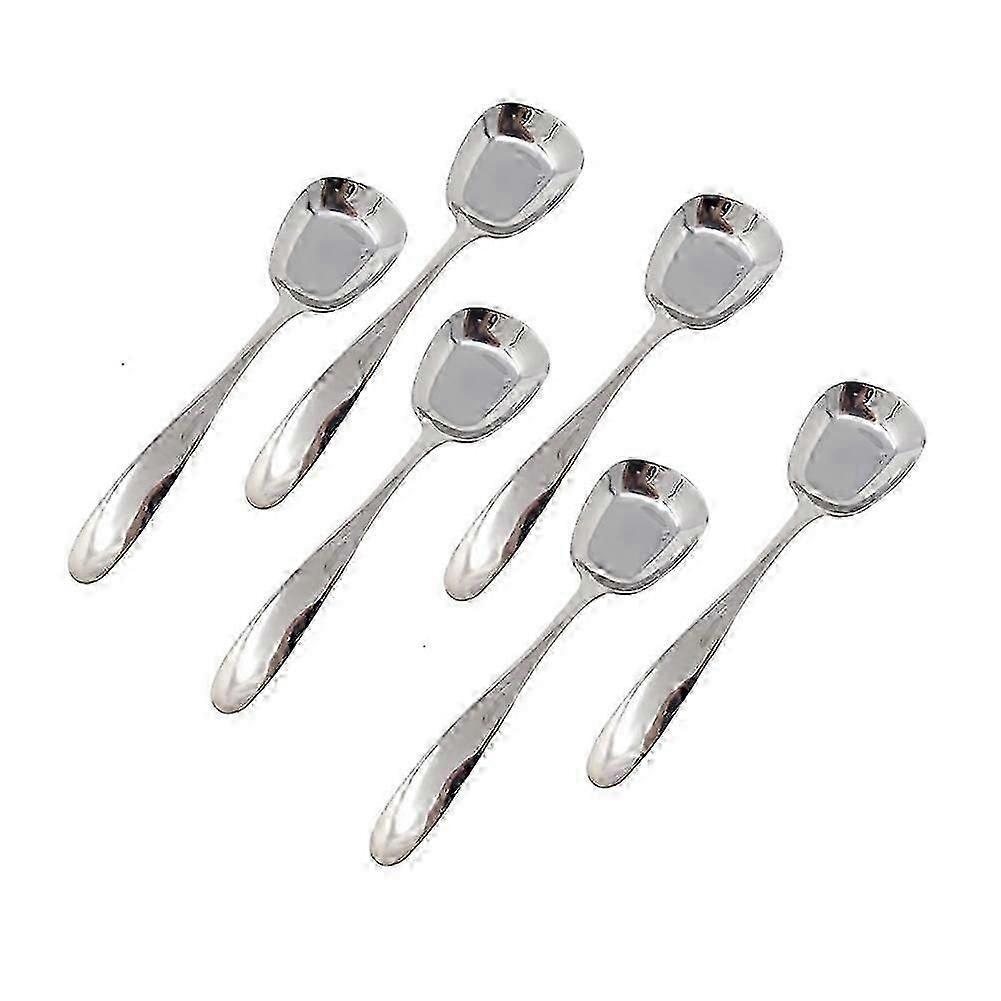 6PCS SquareHead Stainless Steel Spoons, Ice Cream Spoons, Arithmeticn Spoons, Rice Spoons, Soup Spo-Good