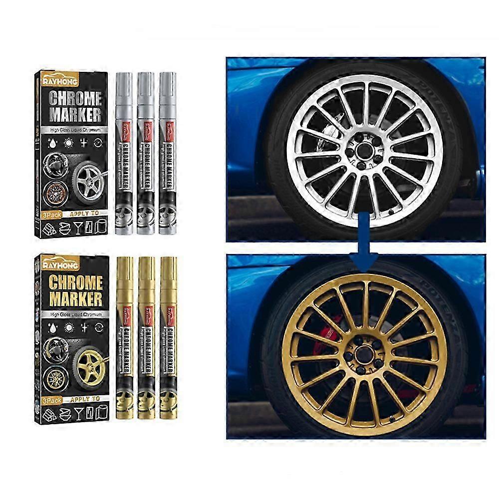 Metallisk Krom Spejl Finish Maling Pen - Vandtæt Art Tusch til DIY & bil reparation