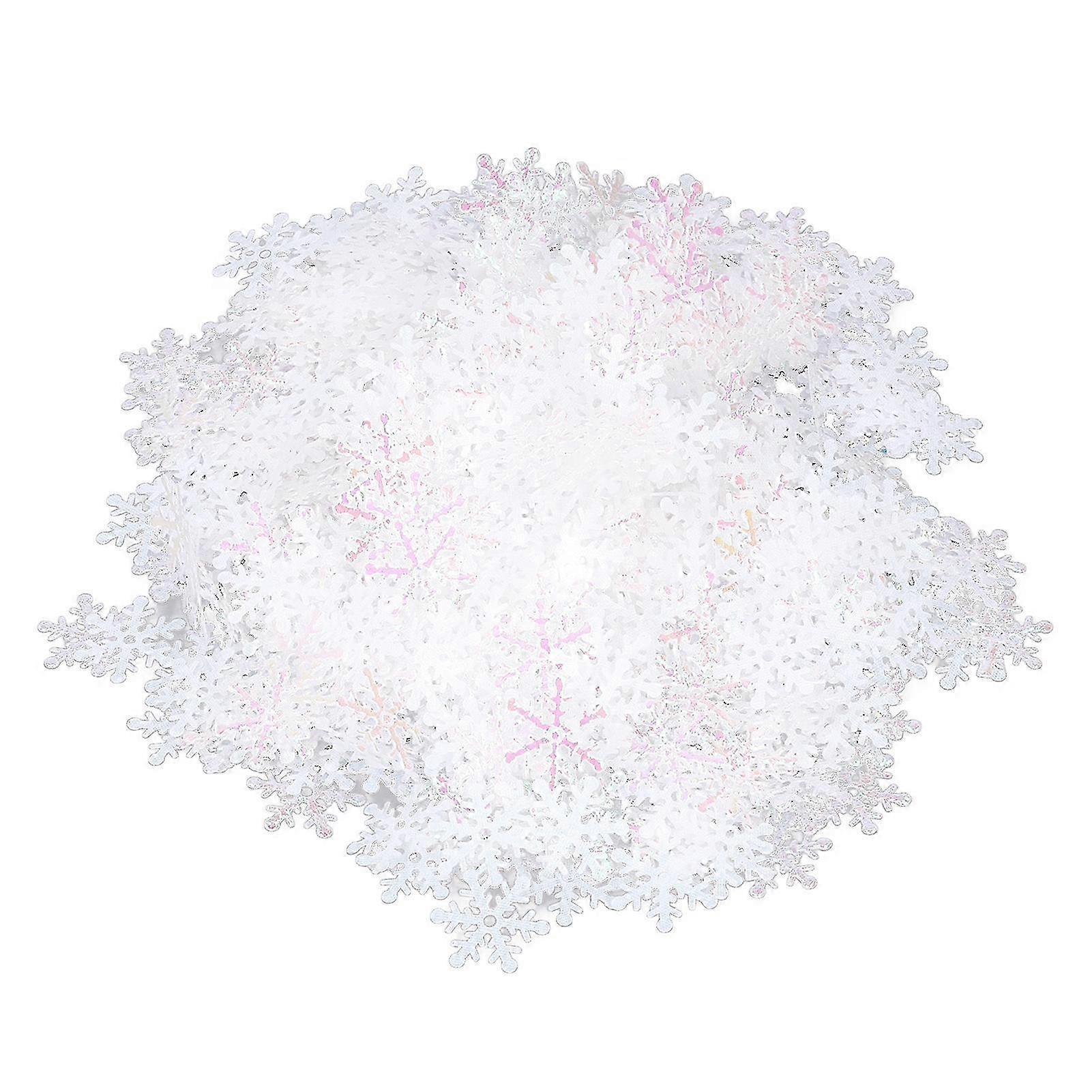 1000Pcs Snowflake Confetti 0.9in Vibrant Color Reusable Plastic Multi Purpose Christmas Confetti for Box Tree Vase White