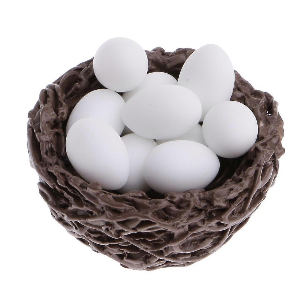 Dolls House Miniature Garden Duck's Nest with 10 Small Eggs 1:12th Scale