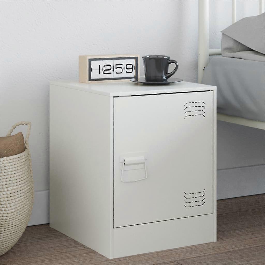Bedside Table White 34.5x39x44 cm Steel