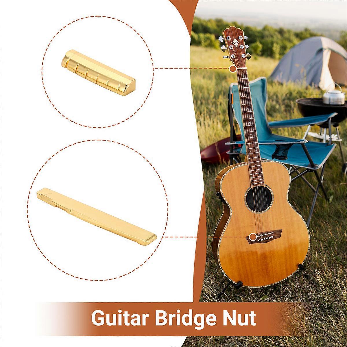 Brass 6 String Acoustic Guitar Bridge Nut and Saddle