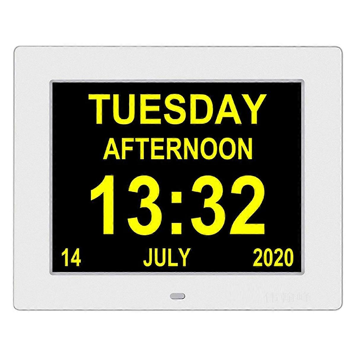 8 Inch Digital Day Calendar Clocks Clear Display Extra Large Day Date Time Dementia Clock