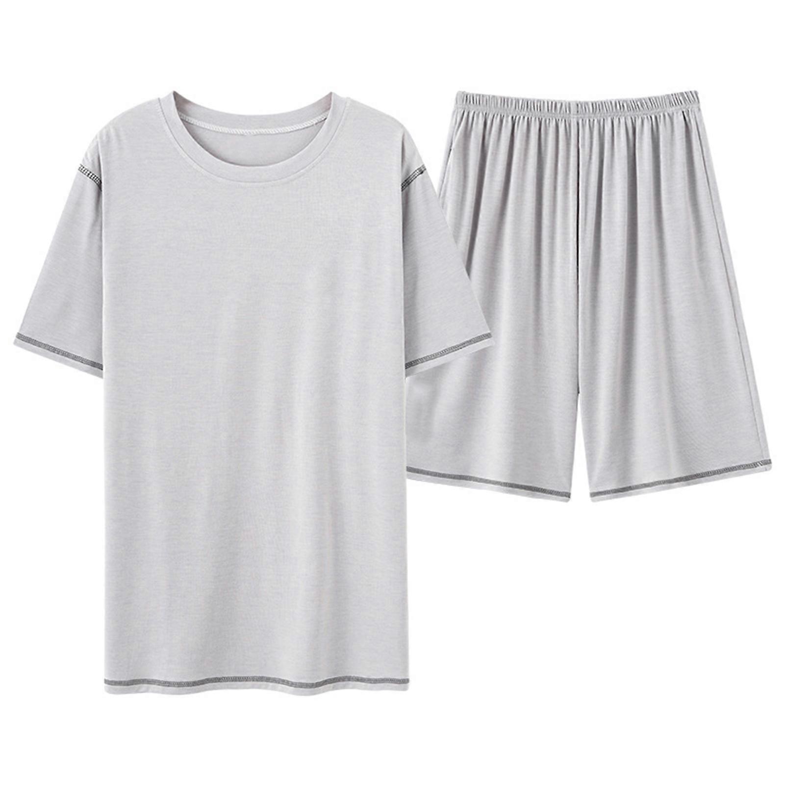 Hommes Ensemble De Sommeil Pantalon Court À Manches Courtes Confortable Ample Décontracté Pyjama Ensemble Vêtements de Nuit