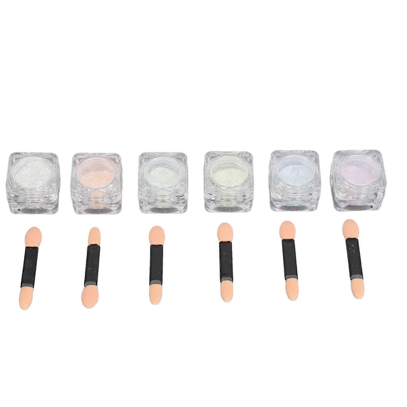 6Pcs Glitter Powder Set Multi Colors Gradient Delicate Nail Art Sequins Shining Flakes