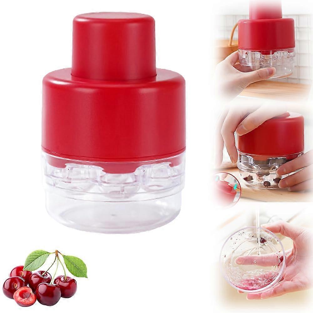 Cherry Pitter Tool, 7 Holes Portable Cherry Core Remover for Kitchen and Picnics, Red, Easy to Use, Compact Design