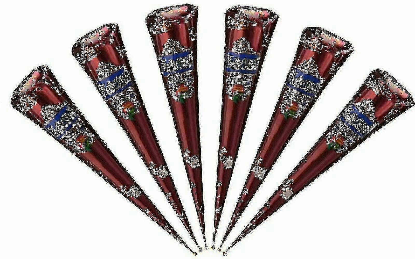 6 نوعية طازجة البني الداكن الطبيعي الحناء مهندي المخاريط المزاج الوشم