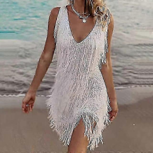 Sequin Fringe Mini Dress Spaghetti Strap