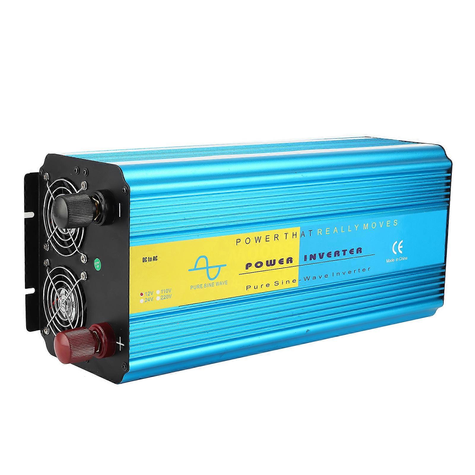 LCD USB Power Inverter Super Power Pure Sine Wave 2 Universal Plugs Dual Fan for Heat Dissipation 8000W(DC12V to AC110V 60+/3Hz )
