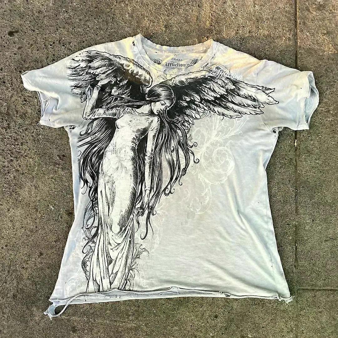 SY2K Tシャツ 新作原宿 レトロ ヒップホップ カワイイ 特大 T シャツ メンズ レディース 半袖 ゴシック 服 トップス ストリートウェア