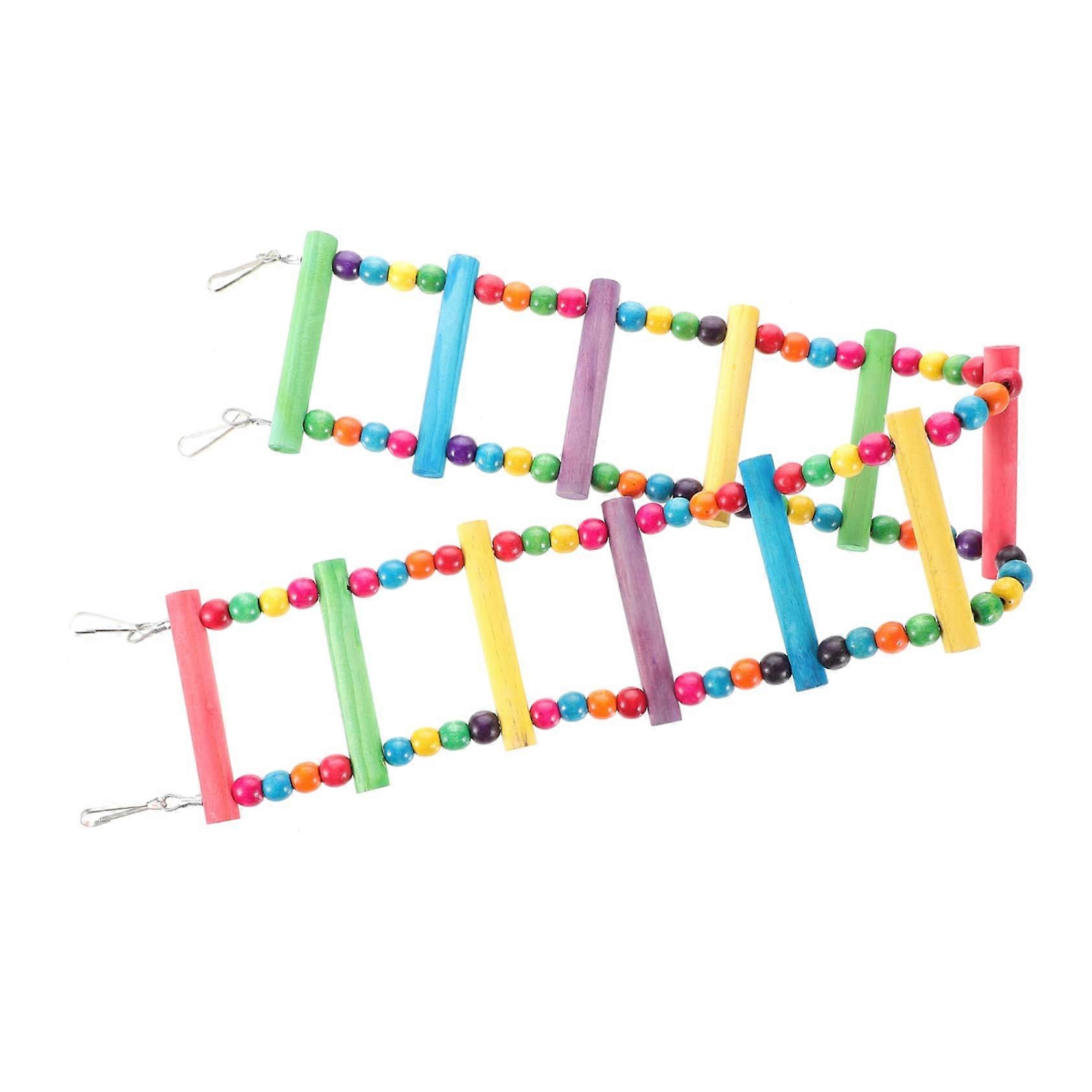 Parrot Swing Toy 12 Step Ladder Wooden Bird Ladder for Parrots and Small Pets Bridge Random