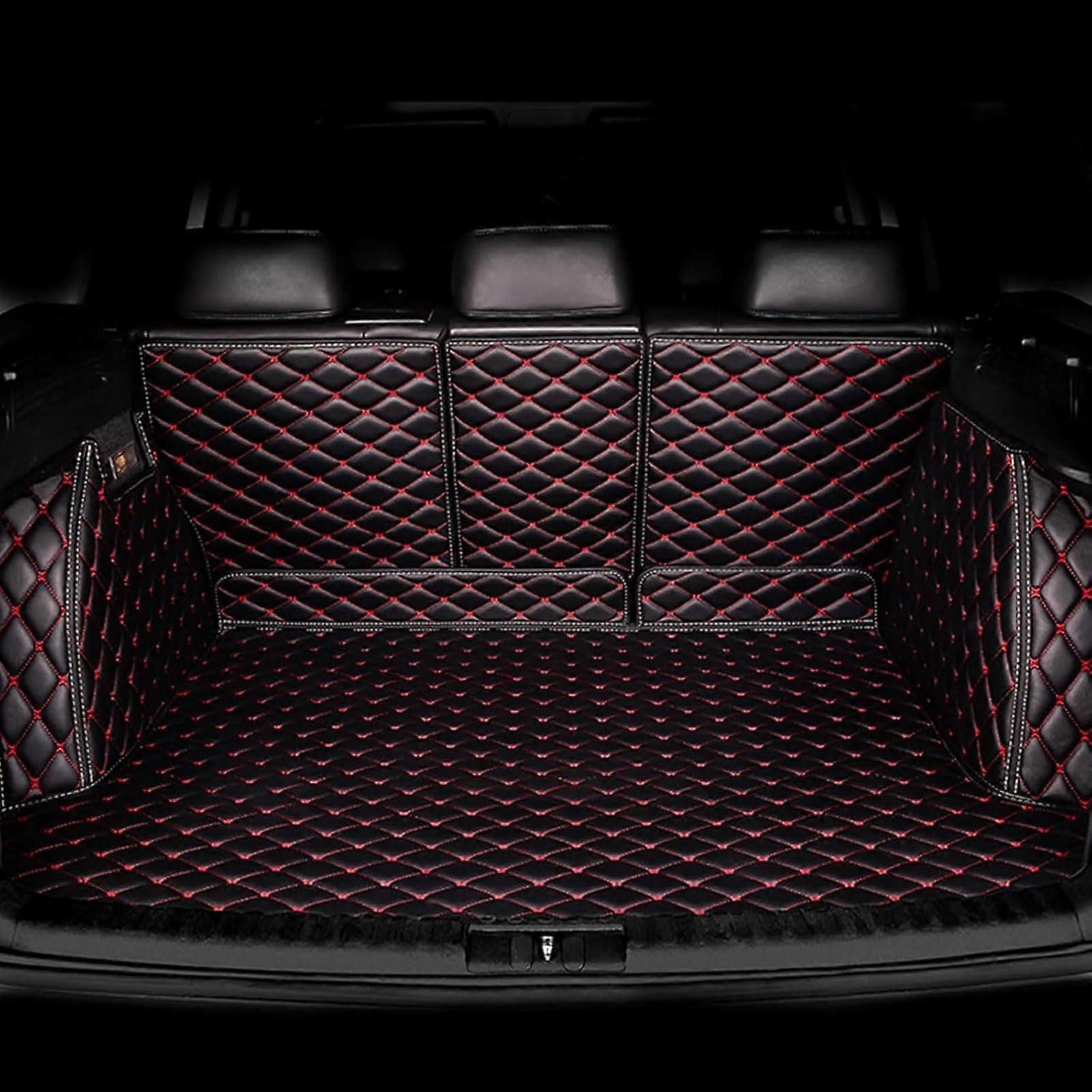 Car Trunk Mat for Mini Clubman F54 2015-2019, Full Coverage Leather Boot Liner, Black-Red Cargo Protector Accessory