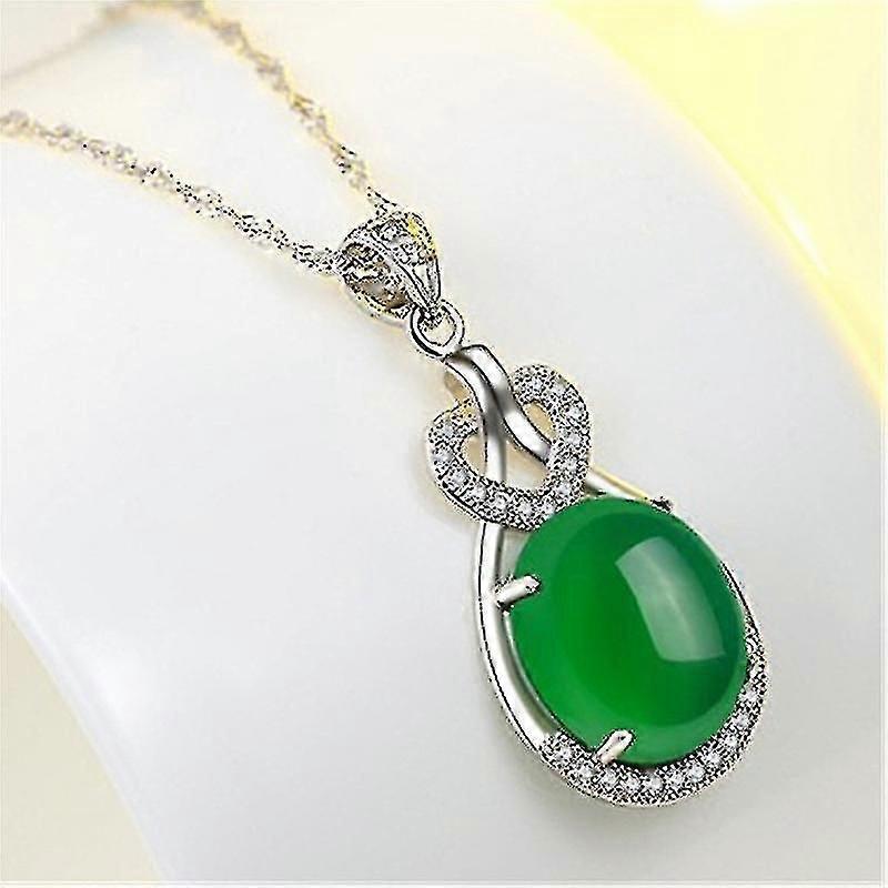 Jade Jade Pendentif à la mode Collier plaqué or blanc