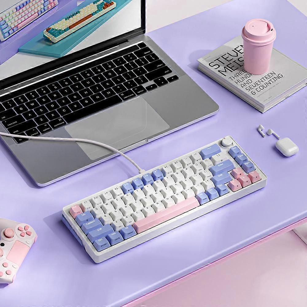 bluetooth-compatible Keyboard Full Color Rgb Key Line Separation Wireless Keyboard Color Block Keyboard Luminous Keyboard