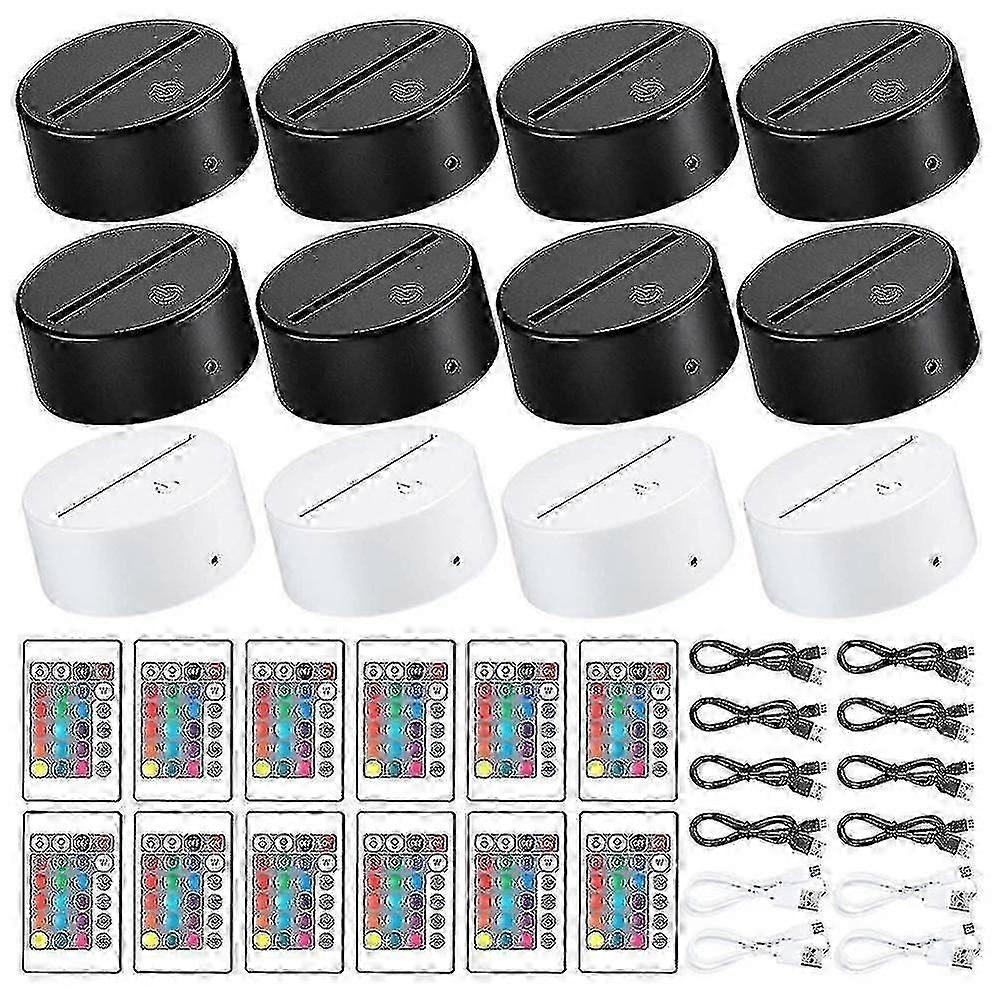 12 عبوة 3D Night LED ضوء مصباح قاعدة 16 لونا بقيادة قاعدة عرض ضوء مع جهاز تحكم عن بعد للأكريل في المخزون