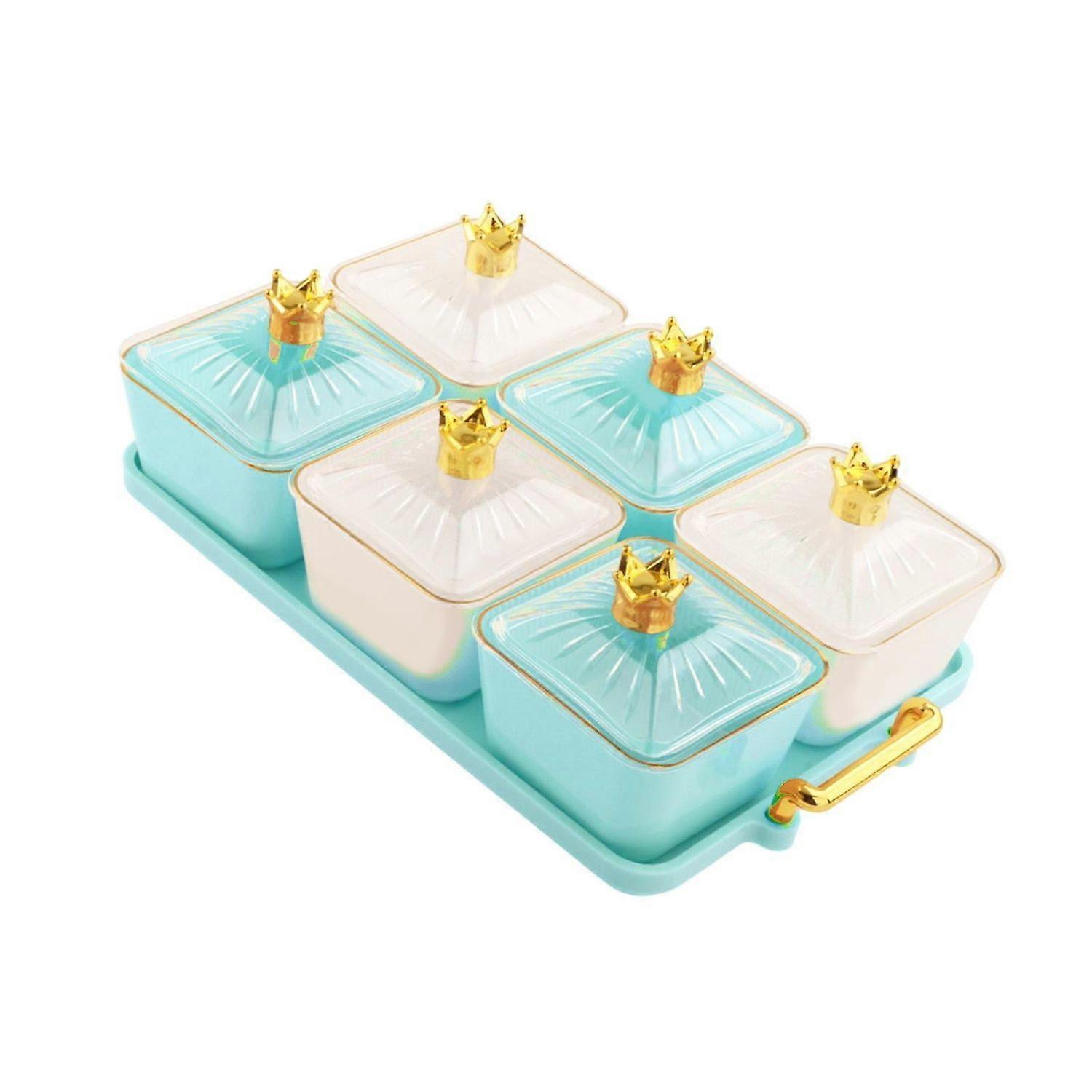 Candy Nuts Snack Container For Restaurant Parties, 6 Compartments With Lid