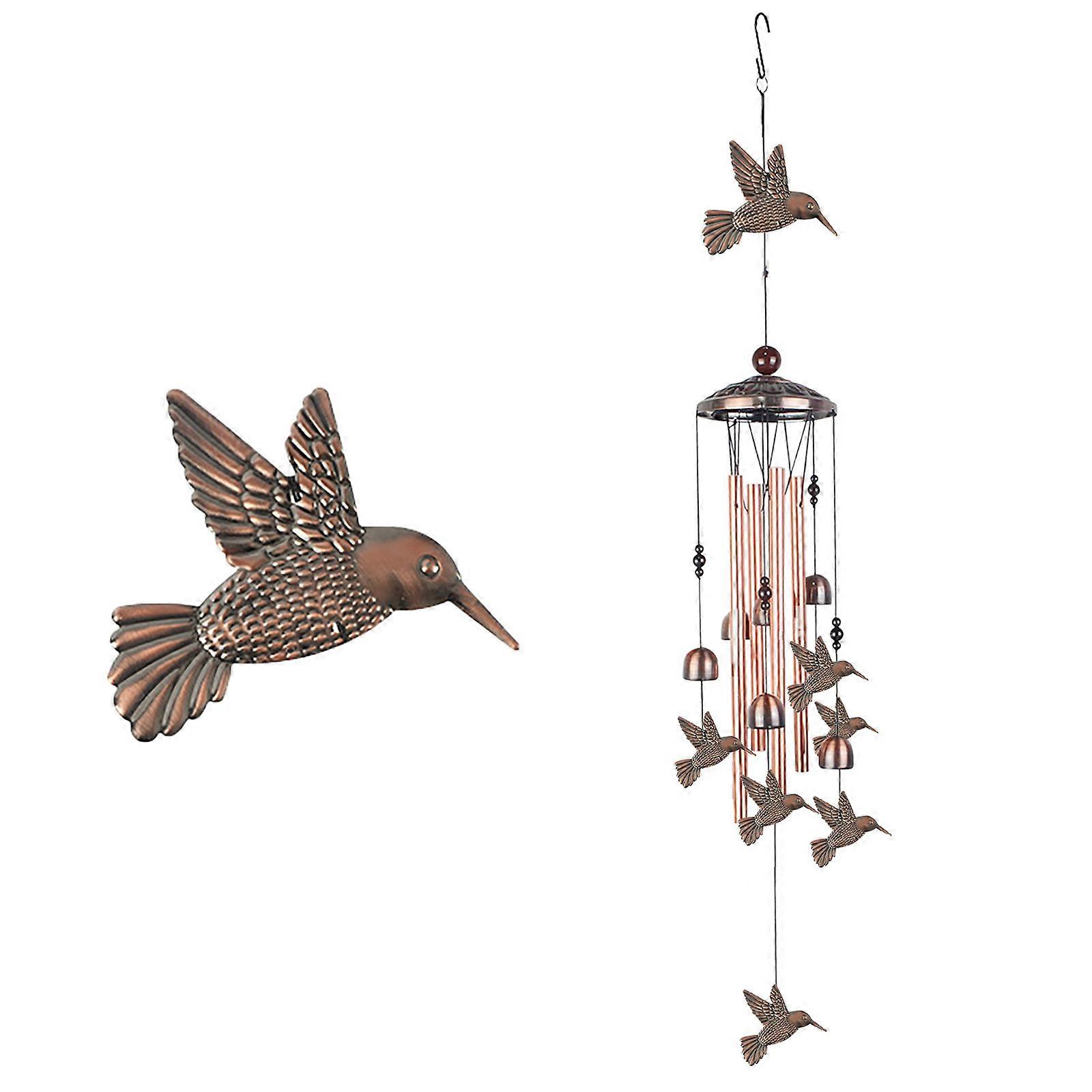 Home Garden Decoration Vintage Wrought Iron Hummingbird Elephant Wind Chime Pendant