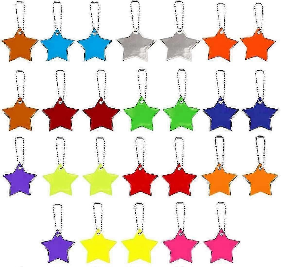 26pcs תליון רפלקטור בטיחות, תליון רפלקטור לילדים, כוכב רפלקטור בטיחות לתיק בית ספר תרמיל רכיבה על אופניים הליכה ריצה (13 צבעים)-Yvan